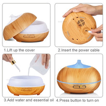 Load image into Gallery viewer, 300ml Aroma Essential Oil Diffuser Wood Grain