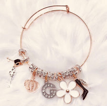 Load image into Gallery viewer, ROSE GOLD- bangle charm bracelet - miscellaneous charms