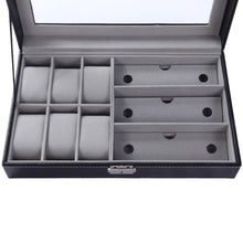 Load image into Gallery viewer, PU Leather 6+3 Grids Watch Holder Storage